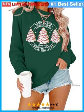 Women's Christmas Crewneck Sweatshirt Cotton Blend Long Sleeve Pullover